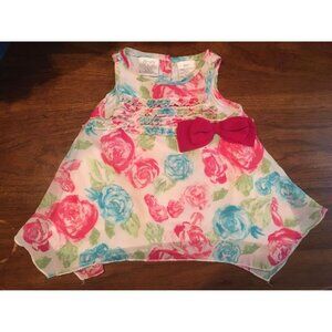 Koala Baby Lined Blouse Boho Floral Cottage Top Sleeveless Size 6 Months Girls